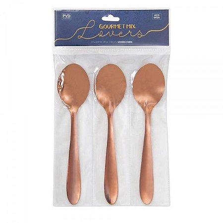 Kit 3 Colheres de Mesa Lovers Cobre Gourmet Mix GX3013 Houseware