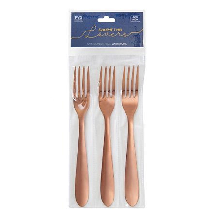 Kit Garfo De Mesa 3 Peças Lovers Cobre Gourmet Mix GX3023 Houseware