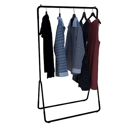Arara de Roupas Preto Aço Carbono Até 15 Kg Estilo Dicarlo