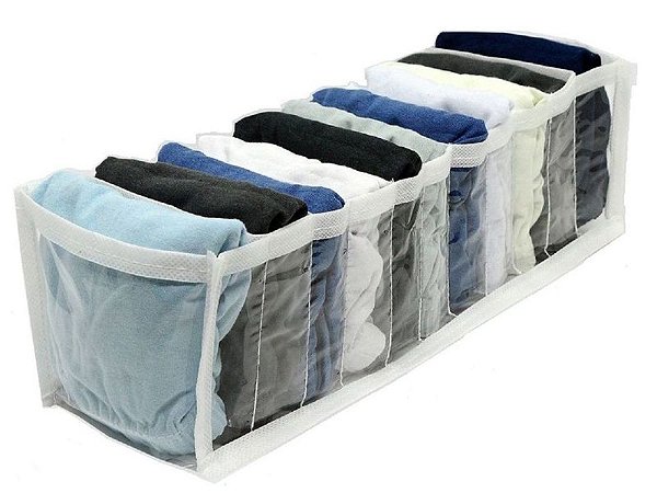 Organizador de Gavetas Transparente  e Branco 11 Nichos 601 Vb Home