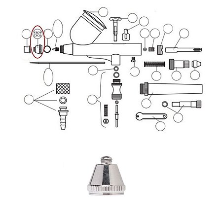 Capa B de Bico / Agulha para Aerógrafos ON58 Onetools