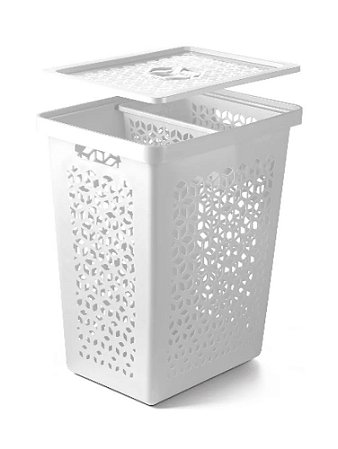 Cesto Multiuso 55 Litros Branco Com Tampa e Cesto Interno 6 Lts UZ373BR UzUtil