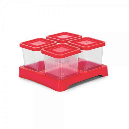 Conjunto Porta Temperos Condimentos Quadrado 4 Peças Transp