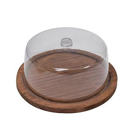 Boleira Em Madeira Rustica Lisa Redonda Com Tampa 25Cm BR Debiasi