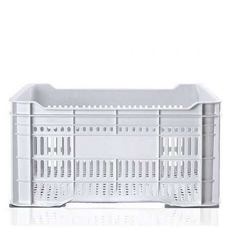 Caixa Plástica Expositora Vazada Agrícola Hortifrúti Branco