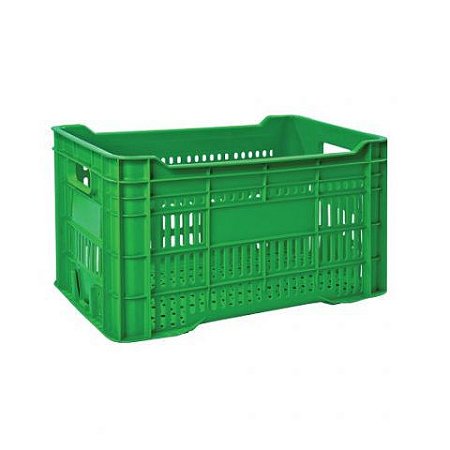 Caixa Plástica Expositora Vazada Agrícola Hortifrúti Verde