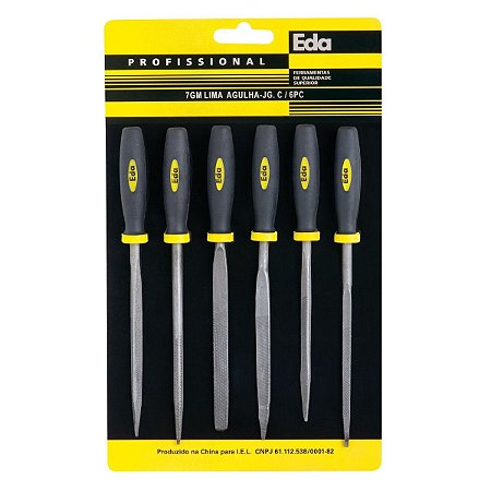 Jogo Lima Agulha 150mm Cabo Emborrachado Com 6 Peças 7GM EDA