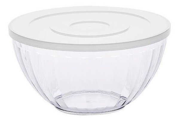 Tigela Bowl 3,6 Lts Transparente Com Tampa 24,5x12,5 Cm