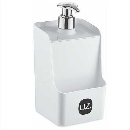 Dispenser Porta Detergente e Porta Esponja Branco 2 em 1
