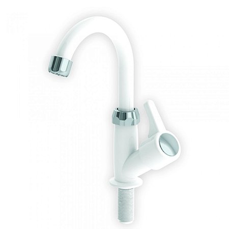 Torneira Lavatório Giratória Branca de Mesa Florença 26Cm