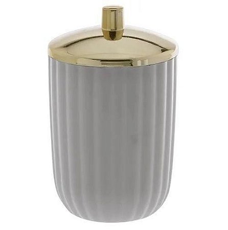 Porta Algodão Cotonete Canelatta Creme 14x8Cm1538 Paramount