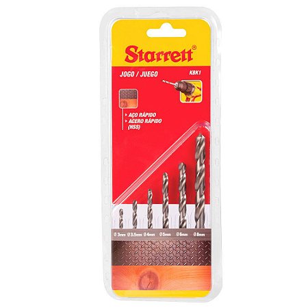 Jogo de Brocas de Aço Rápido 3 a 8 mm com 6 Peças  KBK1 Starrett