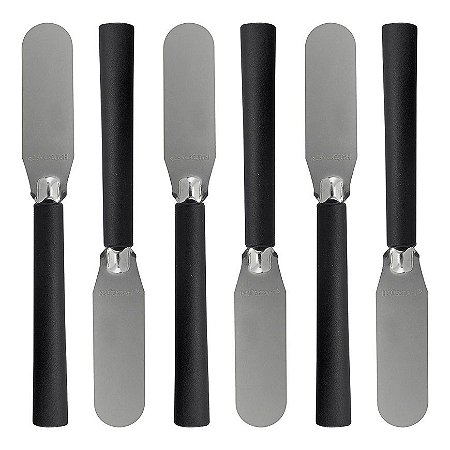 Jogo de Espátulas Preto em Aço Inox com 6 Peças Western