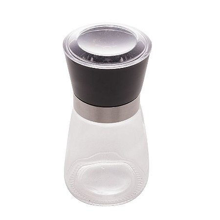 Moedor de Tempero de Vidro com Tampa Preta 170ml