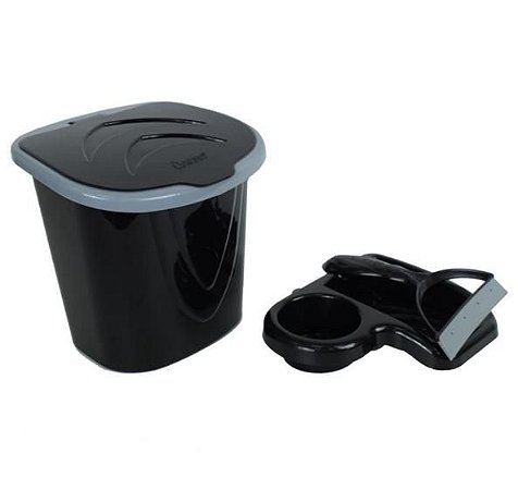 Kit de Pia Porta Rodo Porta Detergente e Lixeira 3L Preto