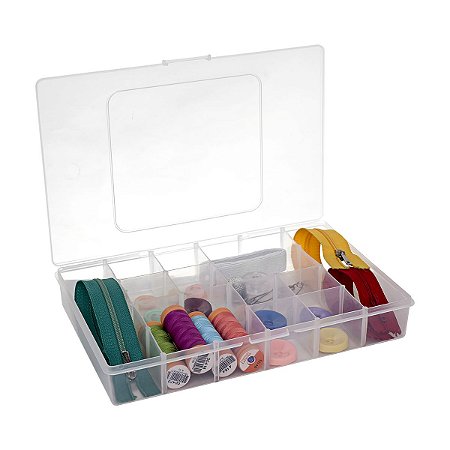 Caixa Organizadora Multiuso 12 Div Transparente 22x14cm