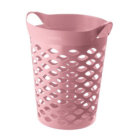 Cesto de Roupas Flexivel 44 Litros Rosa Redondo Com Alça SR1844 Sanremo