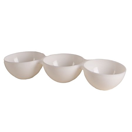 Petisqueira Redonda Branca Com 3 Divisões LE CHEF 46x15x7,5Cm 1791 Paramount