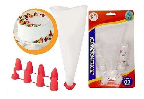 Conjunto Para Confeitar 8 Bicos + Saco Decorador