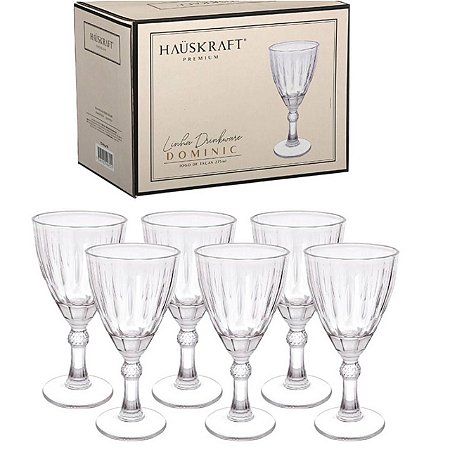 Jogo Taça De Vidro 275ml Para Água Vinho Elegante Luxo