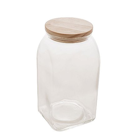 Pote Para Mantimentos de Vidro 1,4Litros com Tampa de Bambu 	1914 Lyor