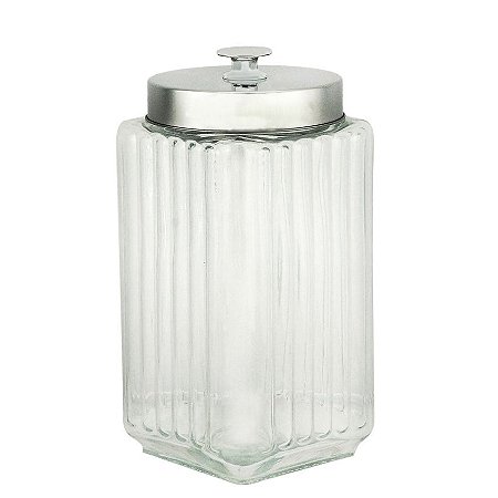 Pote Organizador De Vidro C/ Tampa de Metal Vegas 1,7L