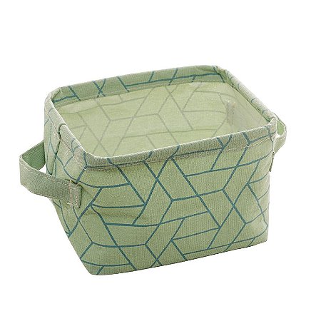 Cesto Cestinho Organizador Em Poliéster  Verde 20x16x14cm