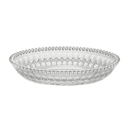 Mini Travessa de Vidro Oval 17x10,5x3,5CM Decorada