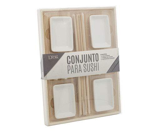 Esteira P/ Sushi Com Molheira Suportes e Hashi de Bambu