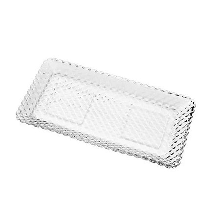 Travessa De Cozinha Cristal Grande Diamantada 25x13x2cm Lyor