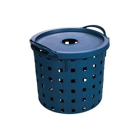 Cesto Redondo Baixo Trançado 19 Litros Azul 015017 Plasutil