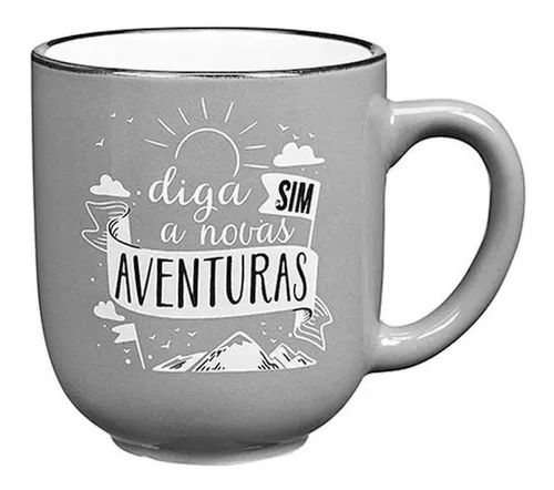 Caneca Estampada Diga Sim A Novas Aventuras Cinza 280ML
