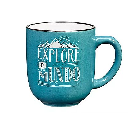 Caneca Estampada Explore O Mundo Azul 280ML Western
