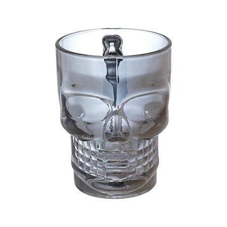 Caneca Caveira Em Vidro Onix  Decorativa 500Ml