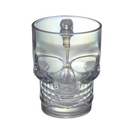 Caneca Em Vidro Decorativa Caveira Rainbow 500 ML