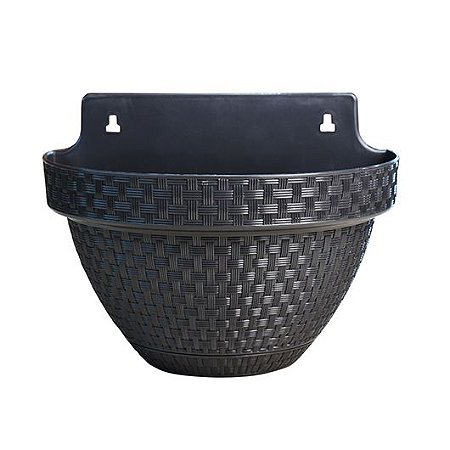 Vaso de Parede Meia Lua Rattan Terracota 3 Litros Preto 25818PM Arqplast