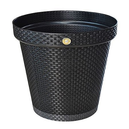 Vaso Redondo Rattan Terracota 35 Cm 20 Litros Preto 25822PM  Arqplast