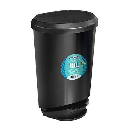 Lixeira Com Pedal e Tampa 10 Litros Multiuso Preta Label 25805PM	 Arqplast