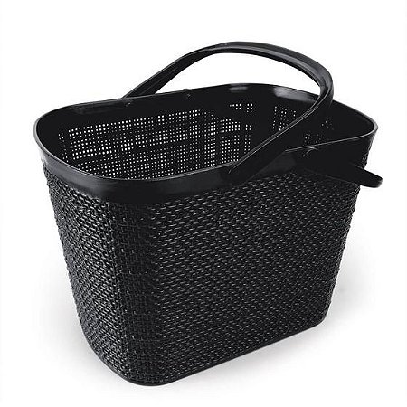 Cesto Organizador Multiuso Decorativo Juta Com Alça Preto