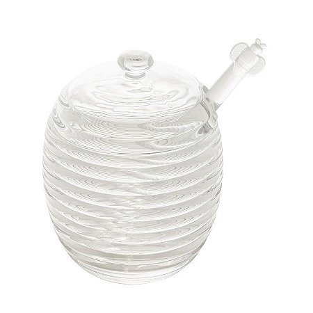 Meleira de Cristal Com Pegador e Tampa Colméia 210ml 11x10Cm