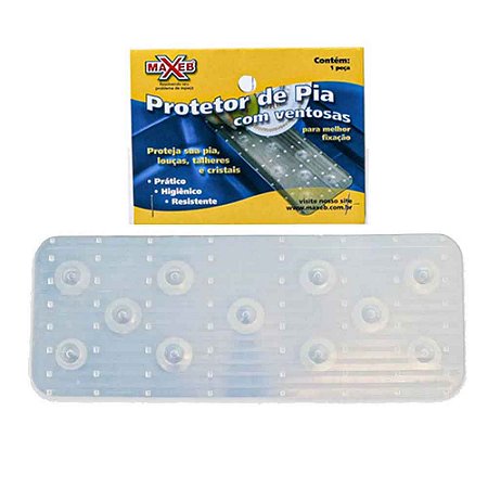 Protetor de Pia Transparente Com Ventosa 30x12,5 Cm