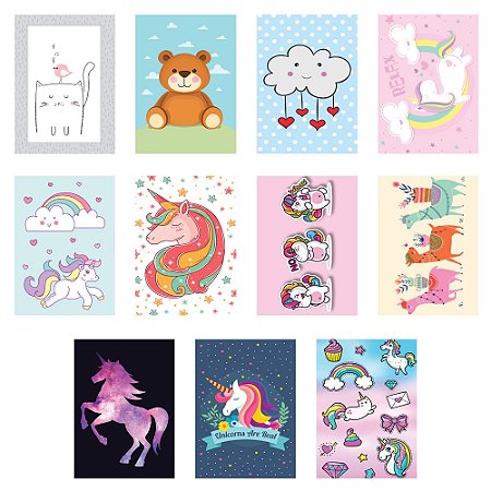 Jogo 11 Placas Decorativas Infantil em MDF 2,5mm 19x28,5cm