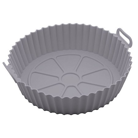 Forma Redonda de Silicone para Air Fryer Cinza 19cm x 6,5cm