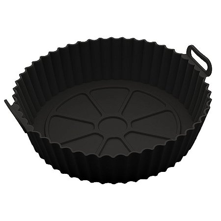 Forma Redonda de Silicone para Air Fryer Preta 19cm x 6,5cm