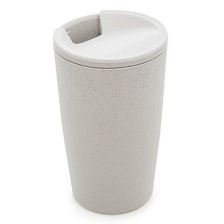 Copo Térmico Em Bambu Parede Dupla Com Tampa Branco 500ml
