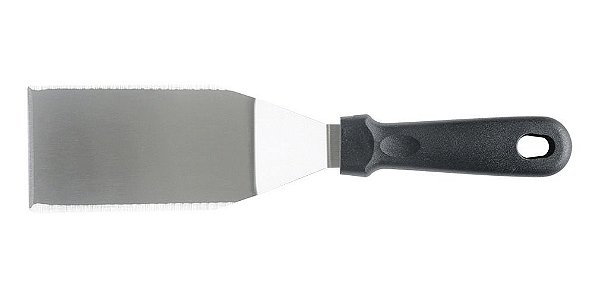 Espátula Curva Profissional em Aço Inox Com Cabo Preto Weck