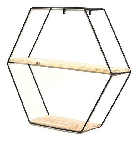 Prateleira Nicho Hexagonal Estilo PINUS/PT   45x10x40CM 1171FPA06.0072 Dicarlo