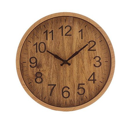 Relógio de Plástico para Parede Wood 25,4x3,8Cm 1539 Lyor