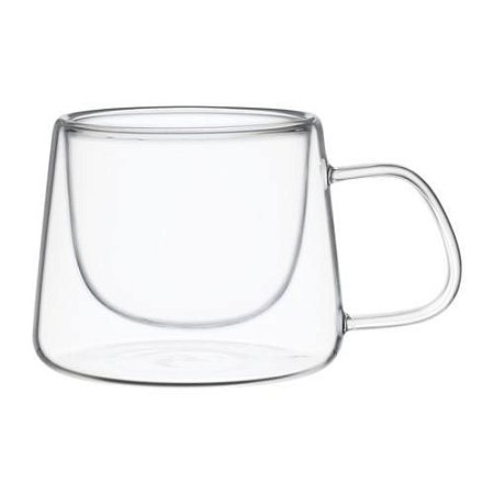 Caneca De Vidro Parede Dupla Fundo Falso 200ML 2 Peças