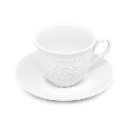 Xicara Para Café Com Pires de Porcelana Anne Branca 65ML